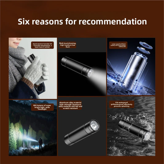 LED FLASHLIGHT 2-in-1 Flashlight & Hand Warmer - An ultra-bright, long-lasting, and portable outdoor light with a built-in heating function