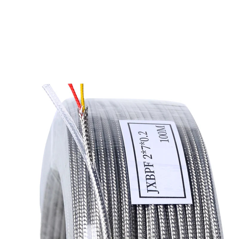 FEP Jacket Shielded Instrumentation Cable 2 Core 7 Strand 0.2mm2 300V Metal Braid Electronic Control Cable