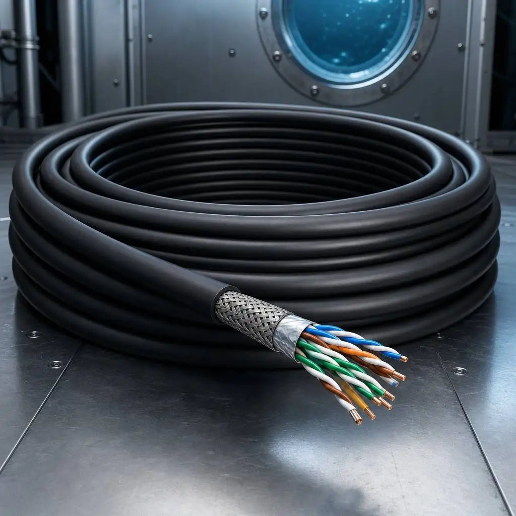 Watertight Subsea Data Cable 7 Pairs x 0.34mm2 FEP Insulated Tinned Copper Shielded CSM Sheath 50 Bar Underwater