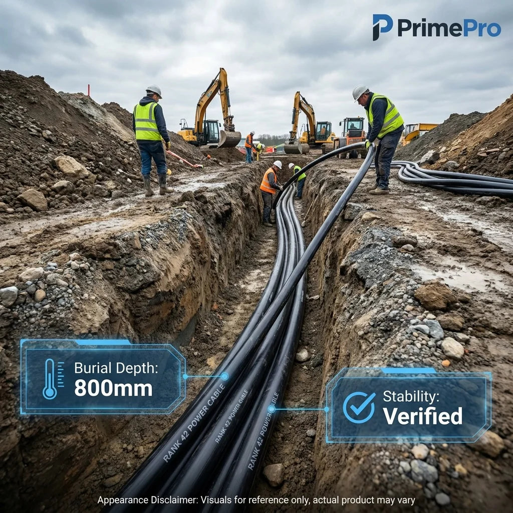 PrimePro Heavy-Duty 1-Core 0.6/1kV PVC Insulation PE Jacket Power Cable UV Resistant for Direct Burial & Underground Application