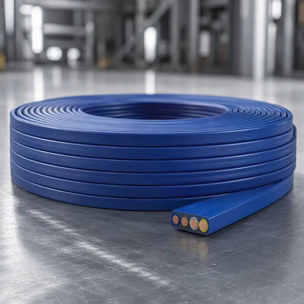 TML-B 4G4mm2 Flat Submersible Pump Cable EPR Insulated Drinking Water Rated Blue Sheath Class 5 Flexible Copper 450/750V 500m