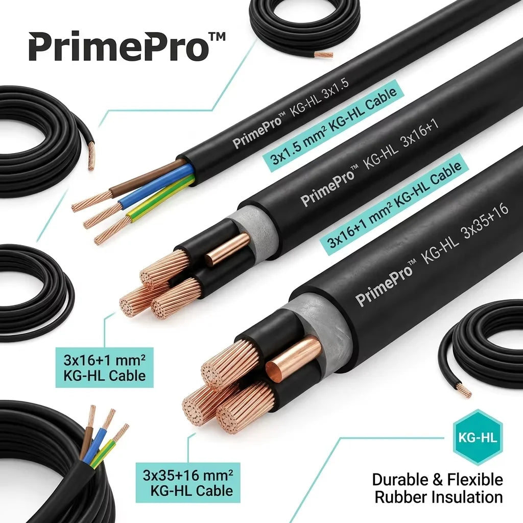 PrimePro Arctic-Grade KG-HL RubberCable -65C Extreme Cold Resistant Heavy Duty Flexible Power Cable IP68 Tinned Oxygen-Free