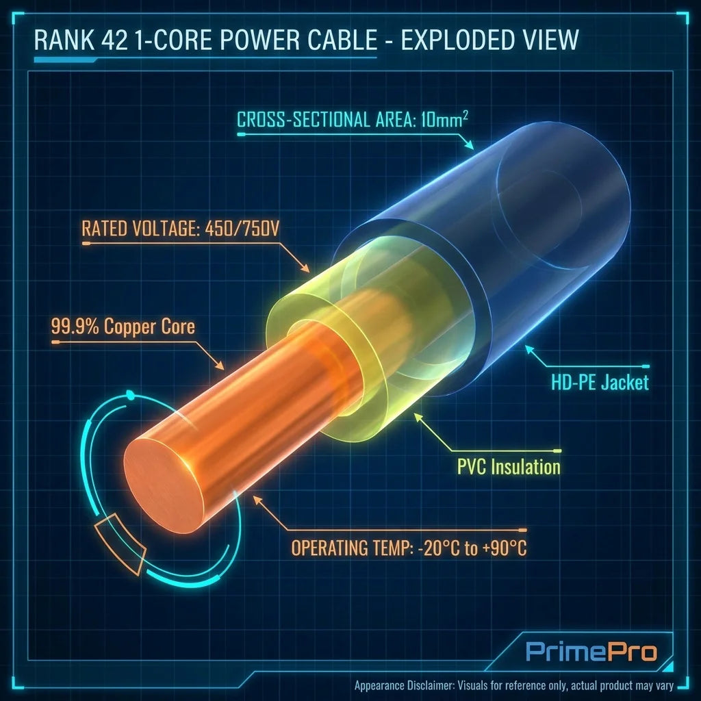 PrimePro Heavy-Duty 1-Core 0.6/1kV PVC Insulation PE Jacket Power Cable UV Resistant for Direct Burial & Underground Application