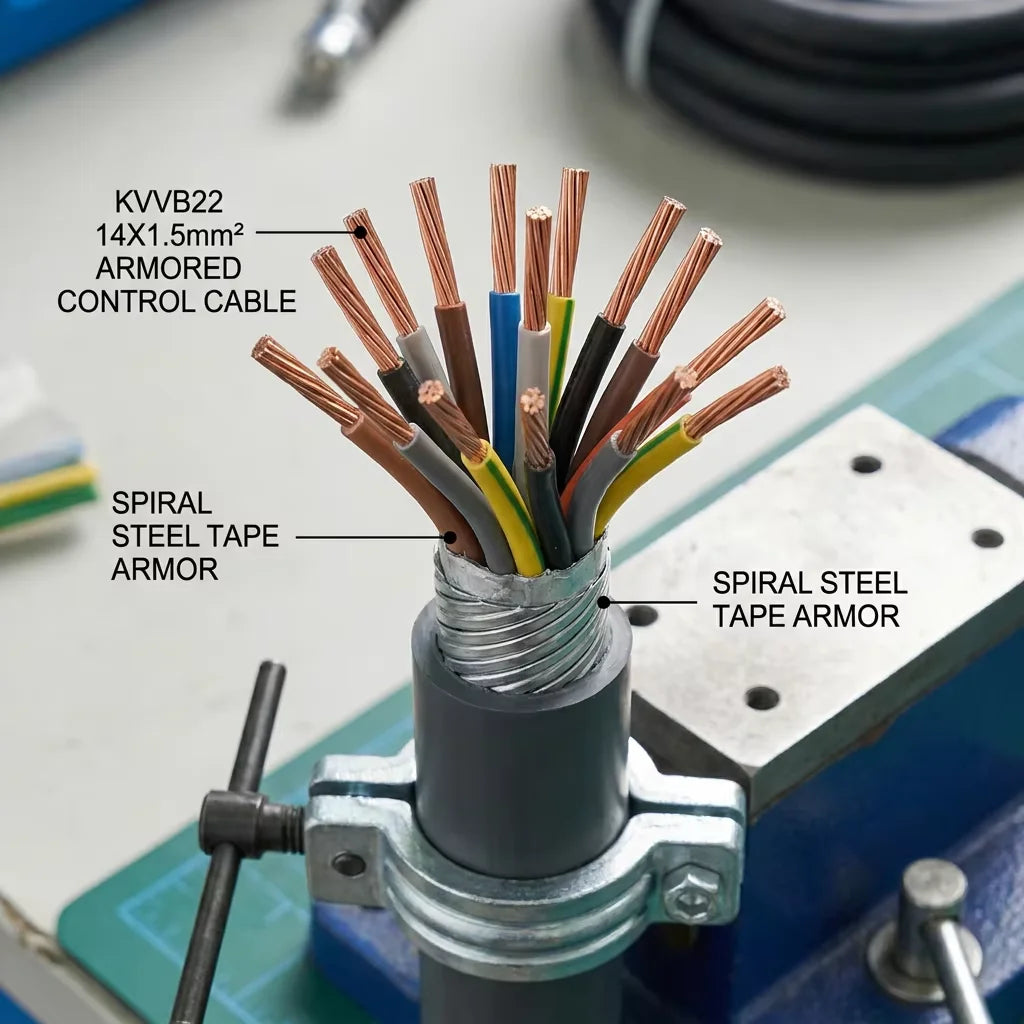 PrimePro KVVB22 Armored Control Cable 450/750V Multi-Core Cu Double Steel Tape Armor STA PVC Jacket Direct Burial IP68 30+ Years