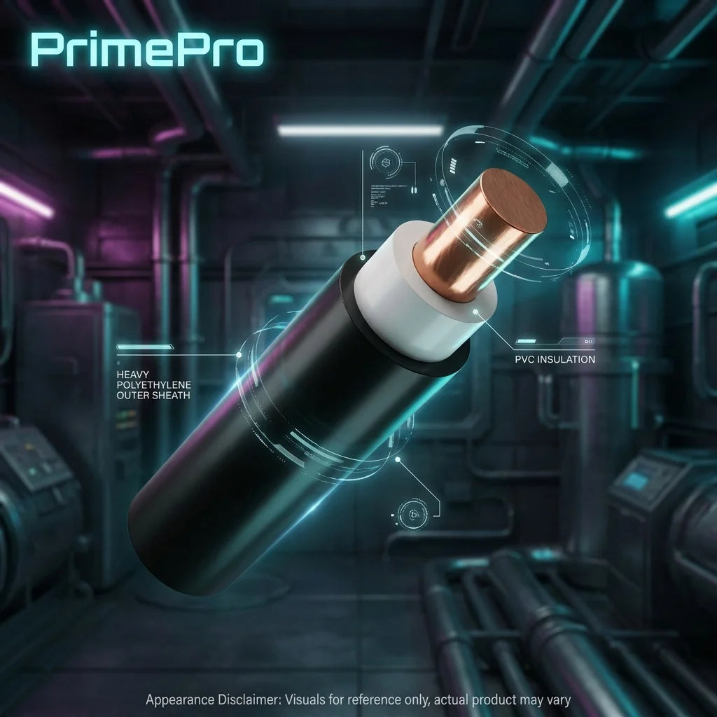 PrimePro Heavy-Duty 1-Core 0.6/1kV PVC Insulation PE Jacket Power Cable UV Resistant for Direct Burial & Underground Application