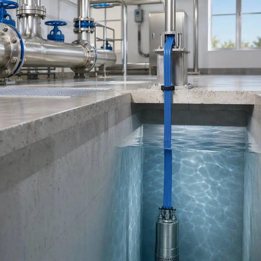 TML-B 4G4mm2 Flat Submersible Pump Cable EPR Insulated Drinking Water Rated Blue Sheath Class 5 Flexible Copper 450/750V 500m