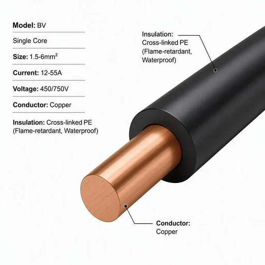 PrimePro BV Power Cable Single-core Copper 450/750V 1.5-6 Mm2 12-55A 70C Flame-retardant Waterproof PE Insulation Cross-linked