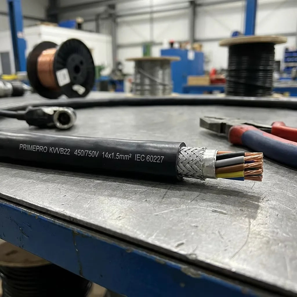 PrimePro KVVB22 Armored Control Cable 450/750V Multi-Core Cu Double Steel Tape Armor STA PVC Jacket Direct Burial IP68 30+ Years