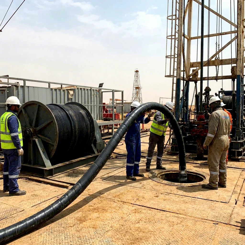 PrimePro Heavy-Duty ESP Cable 3kV-8kV | 150C Submersible Pump Cable | Interlocking Galvanized Steel Armor | IP68 | 3000m
