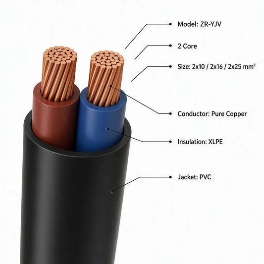 PrimePro PVC Jacket Cable Wire Pure Copper Core ZR-YJV 2*10 16 25 mm Low Voltage Power Cable XLPE Insulation
