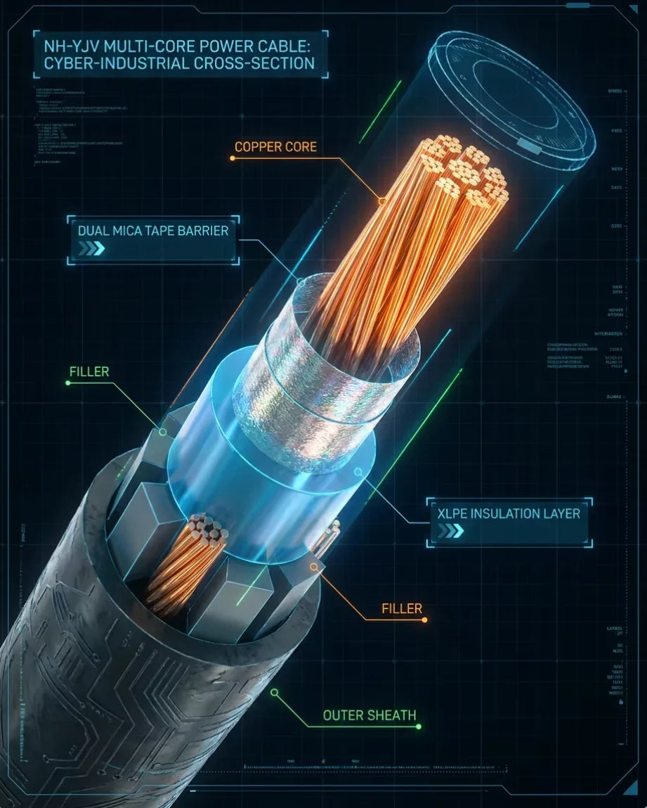 Fire Resistant IP65 Rated Power Cable NH-YJV 0.6/1kV XLPE Insulated Double-Wrapped Mica Tape Barrier Emergency Circuit