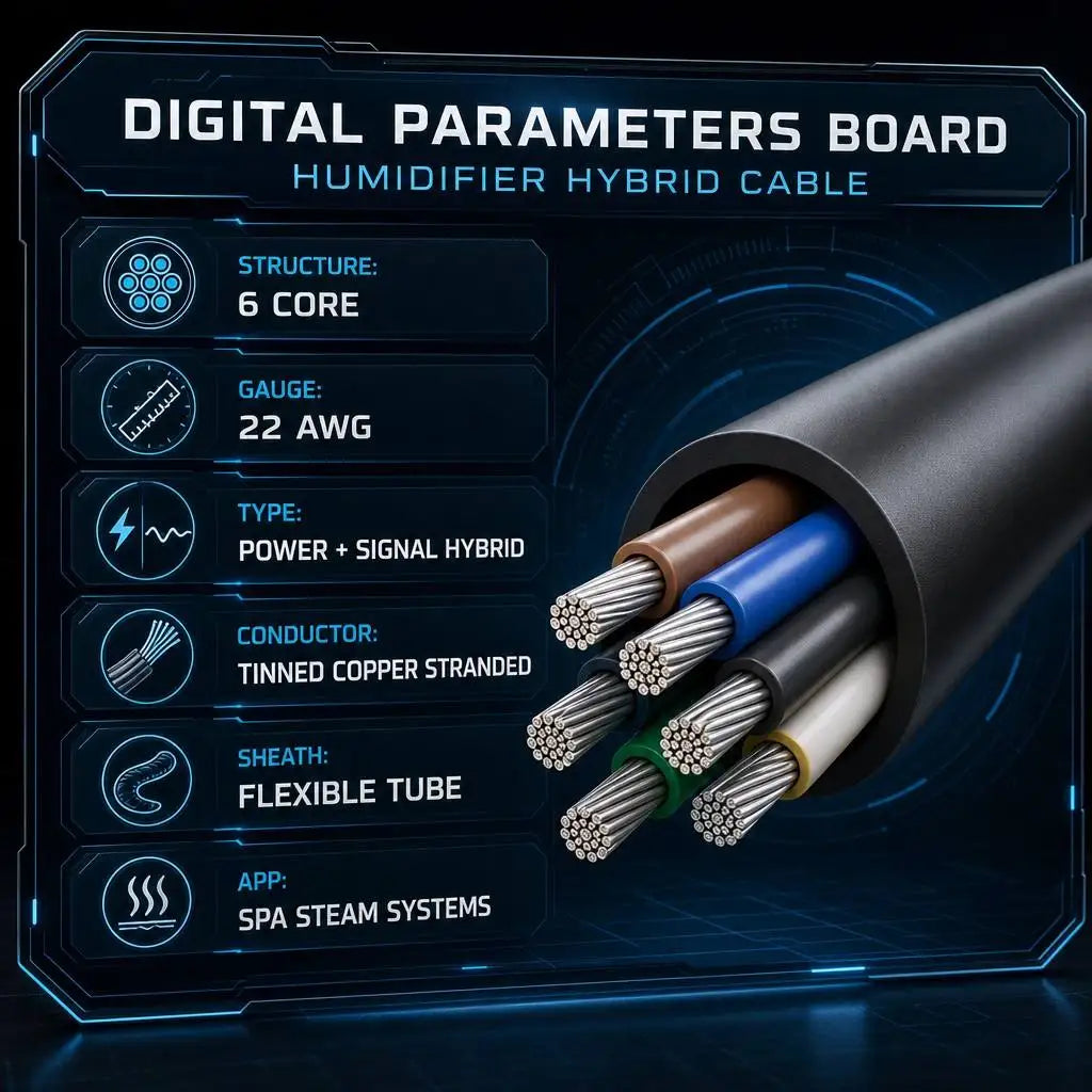 Industrial Humidifier Hybrid Cable 6 Core 22AWG Power Signal Tinned Copper Stranded Flexible IP67 Rated 100 Impedance Tube Spa